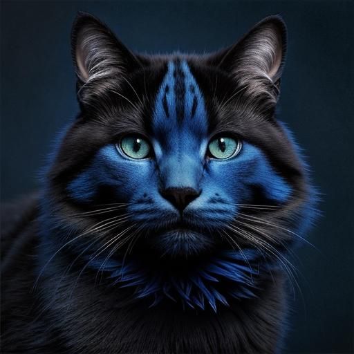 Hyperrealistic Blue Velvet Cat in Digital Art Style