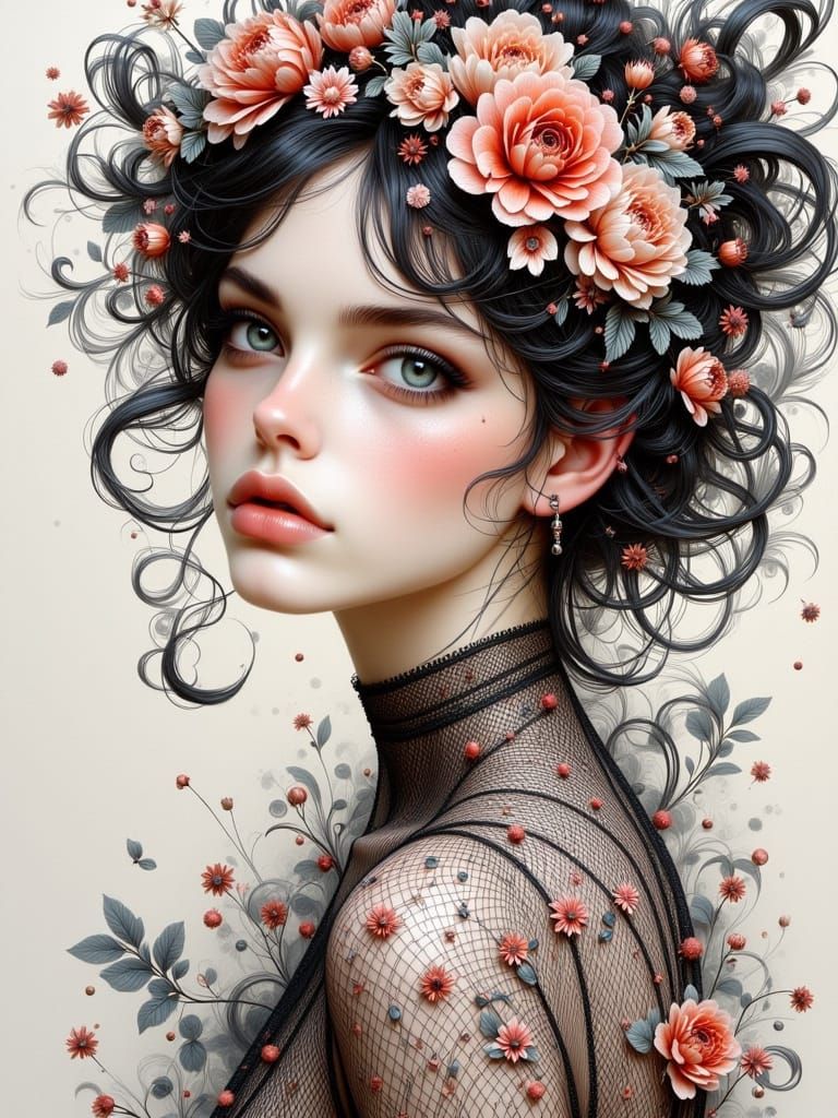 Art Nouveau Glass Lady in Monge Style