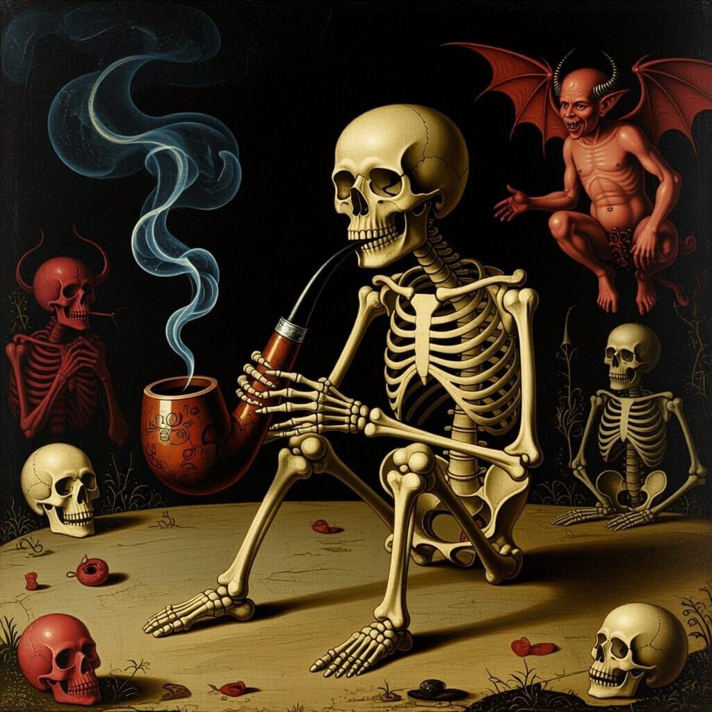 Hieronymus Bosch Style Smoking Pipe with Skeleton Legs