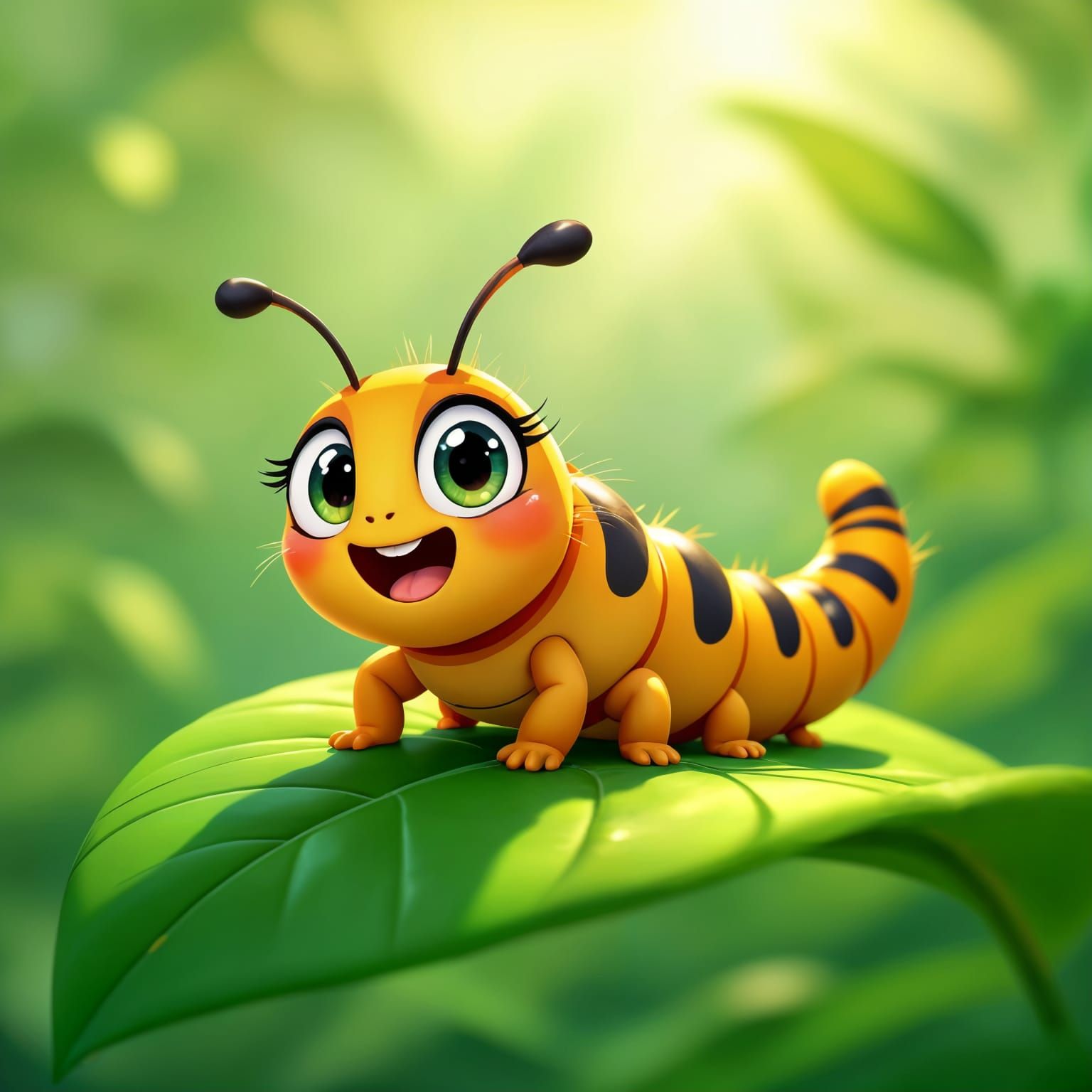 Excited Caterpillar Anime Illustration