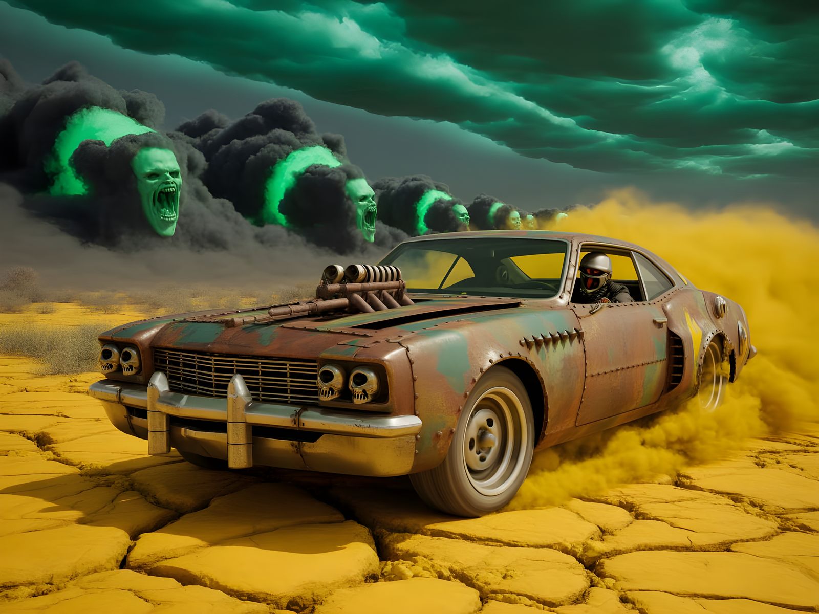 Wasteland Road Warrior Muscle Car in Atomic Storm