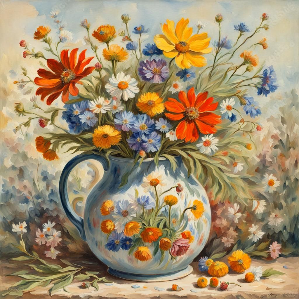 Jug with meadows flowers