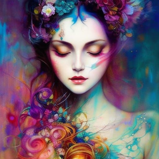 Radiant Portrait in Surreal Art Style