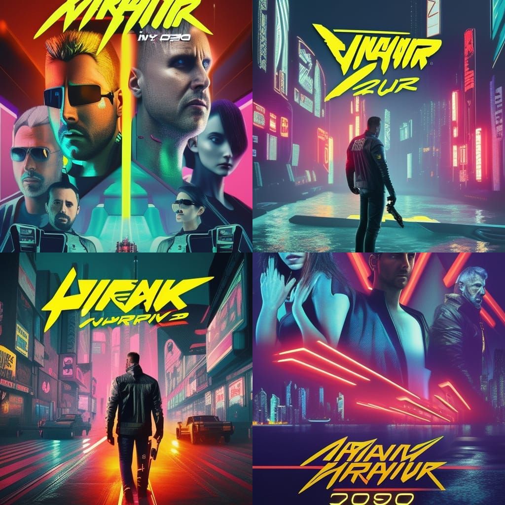 Cyberpunk Shark in Neon Cityscape