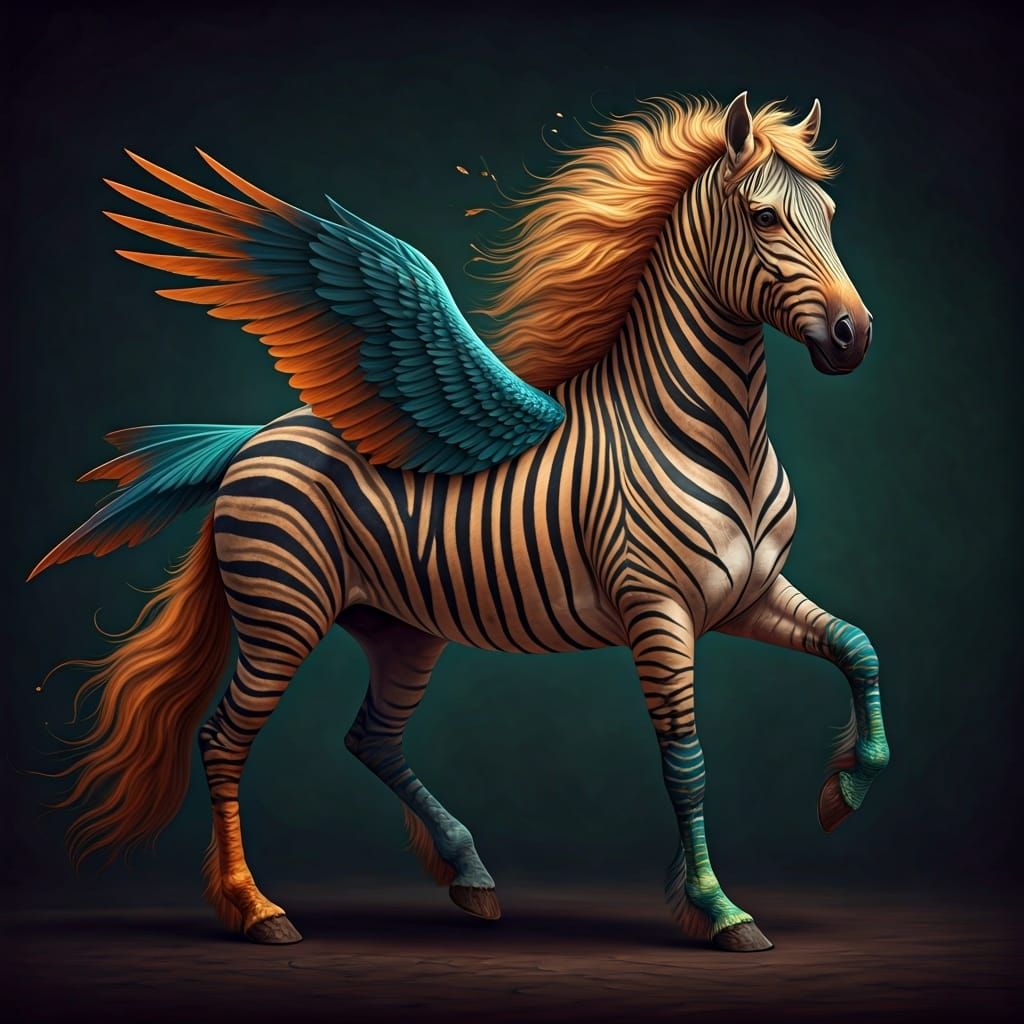 Majestic Hybrid Horse in Stylized Digital Art