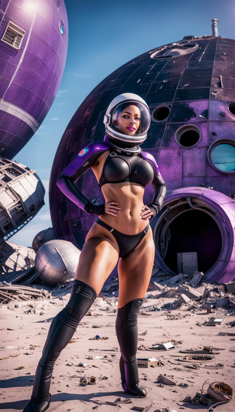 Astronaut Twerking on Spaceship in Abandoned City