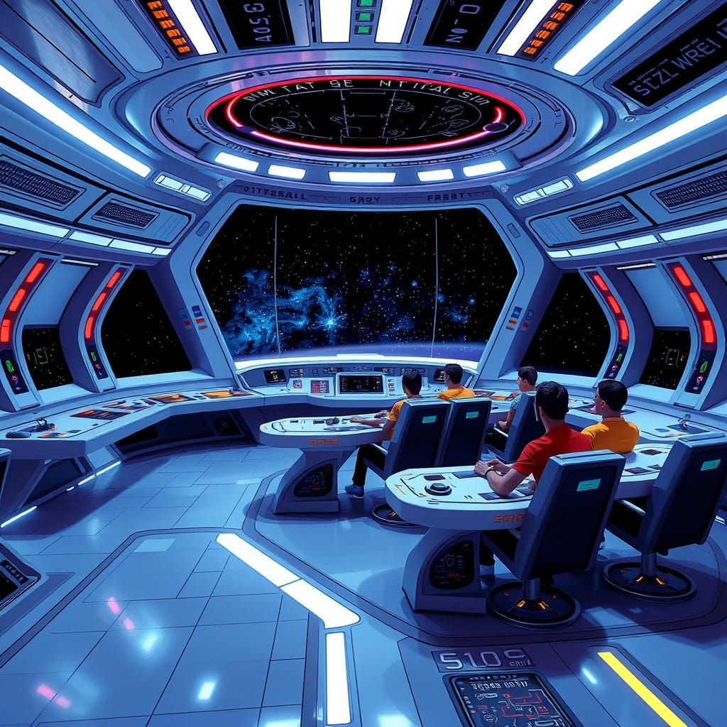 Futuristic USS Enterprise Bridge in Sci-Fi Style