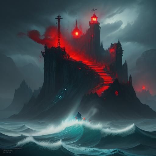 Blood Ocean: Detailed Matte Painting in Deep Color