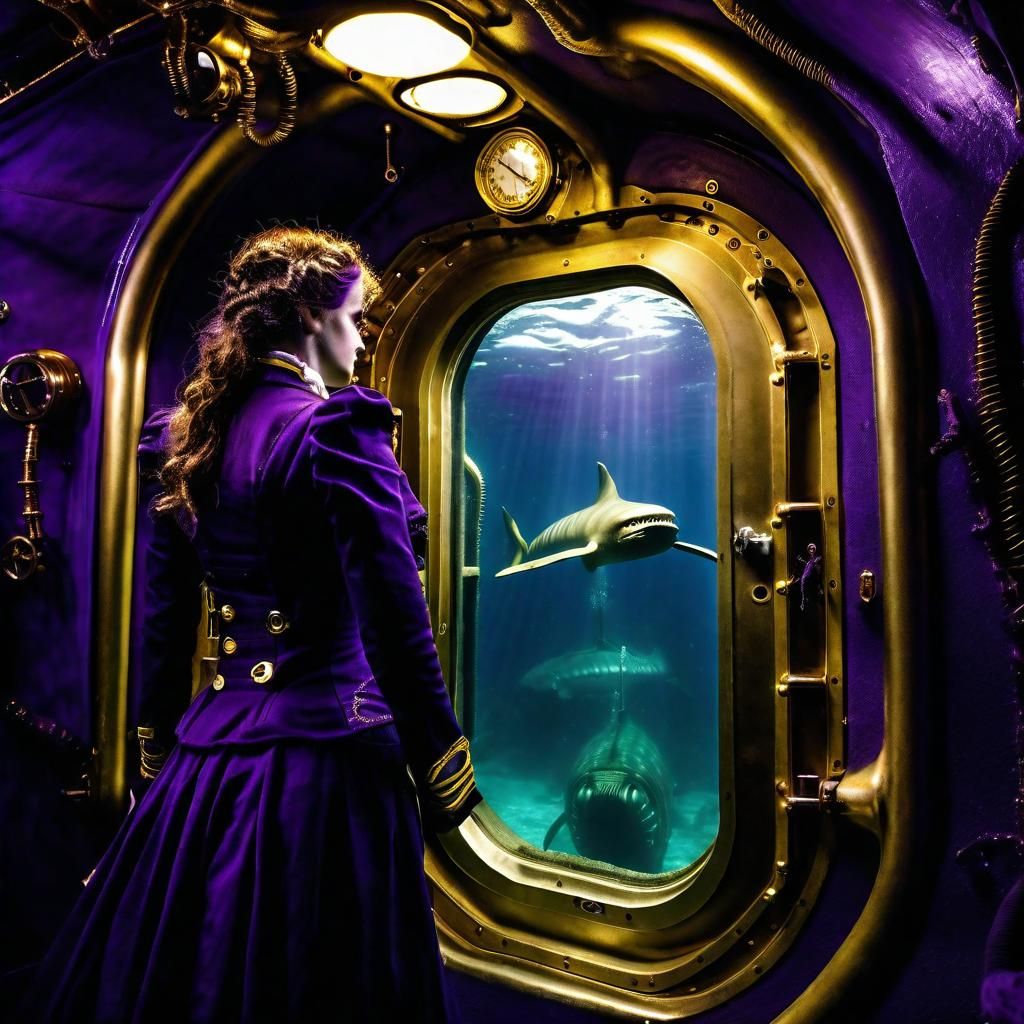 Steampunk Submarine Horror: Magical Sea Beast Encounter