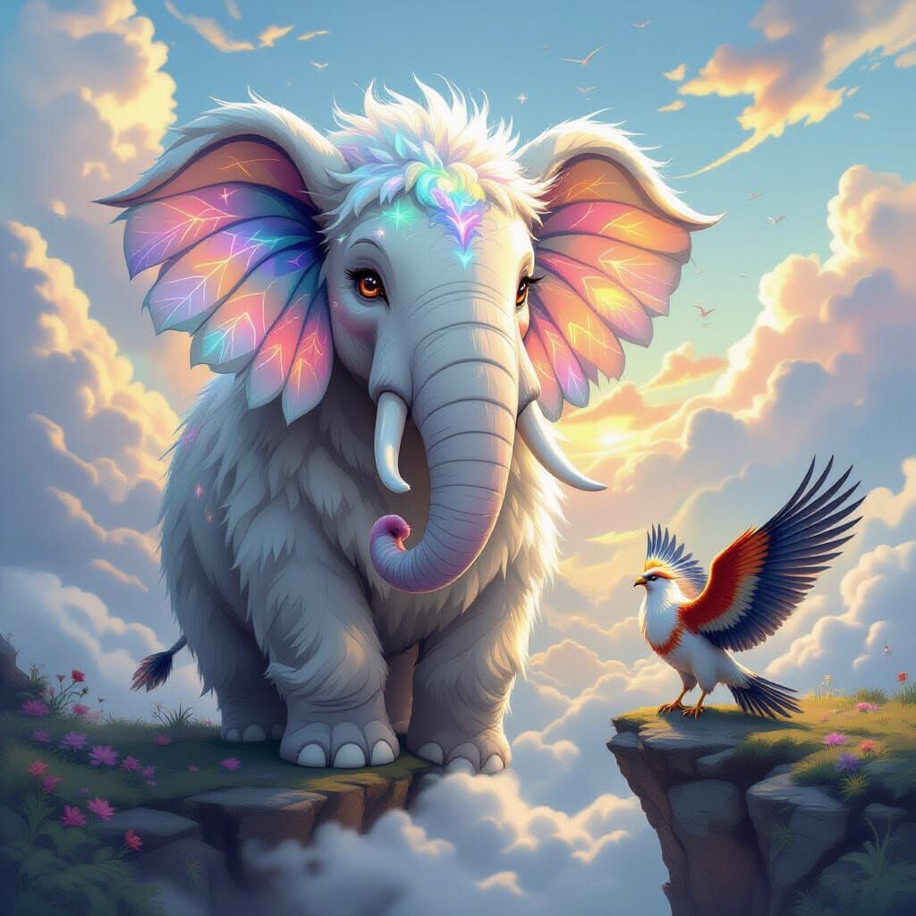 Baku and Thunderbird Split Image in Pastel and Red Hues