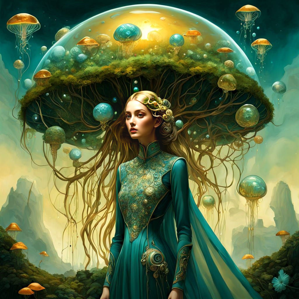 Surreal Fashion: Woman in Jellyfish Garment