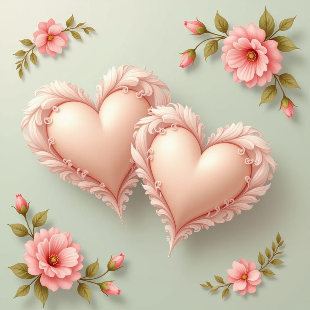 Intertwined Hearts in Dreamy Romantic Style