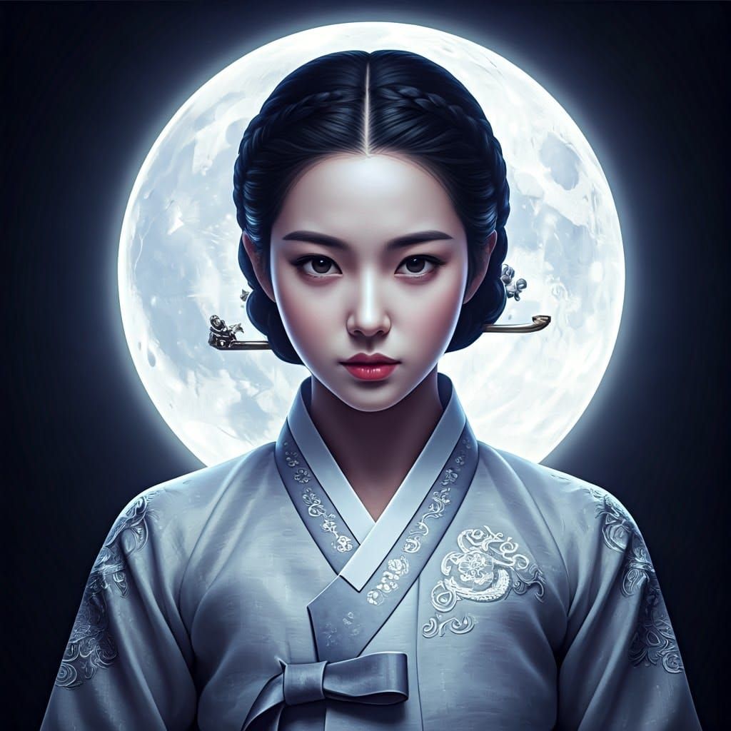 Stunning Korean Moon Goddess Myeongwol in Joseon Era Hanbok