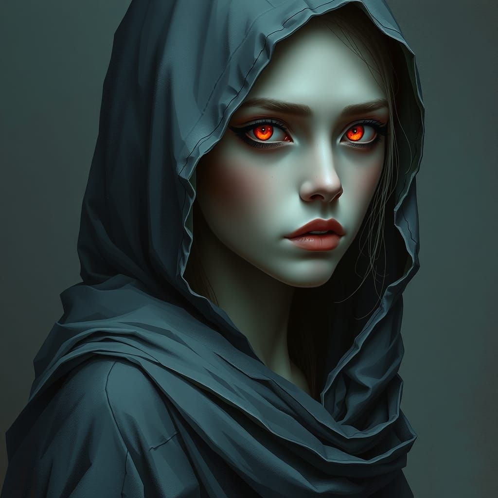 Lithesome Banshee Maiden in Grey Cloak