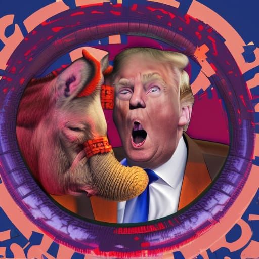 Trump in a Hyperrealistic Elephant Donkey Mashup