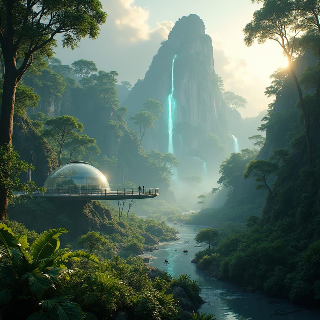 Jurassic World: Futuristic Island with Dinosaurs and Biolumi...