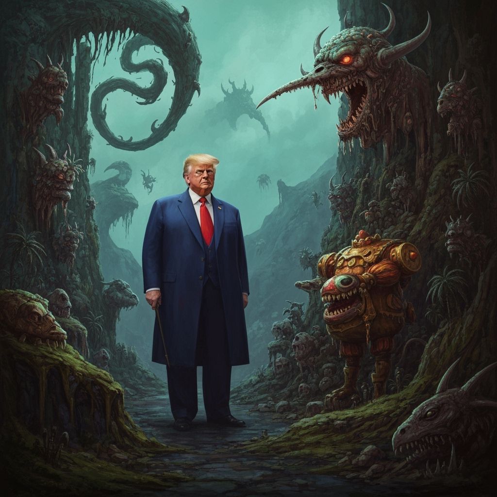 Bizarre Caricature of Tech Titans as Fantasy Characters