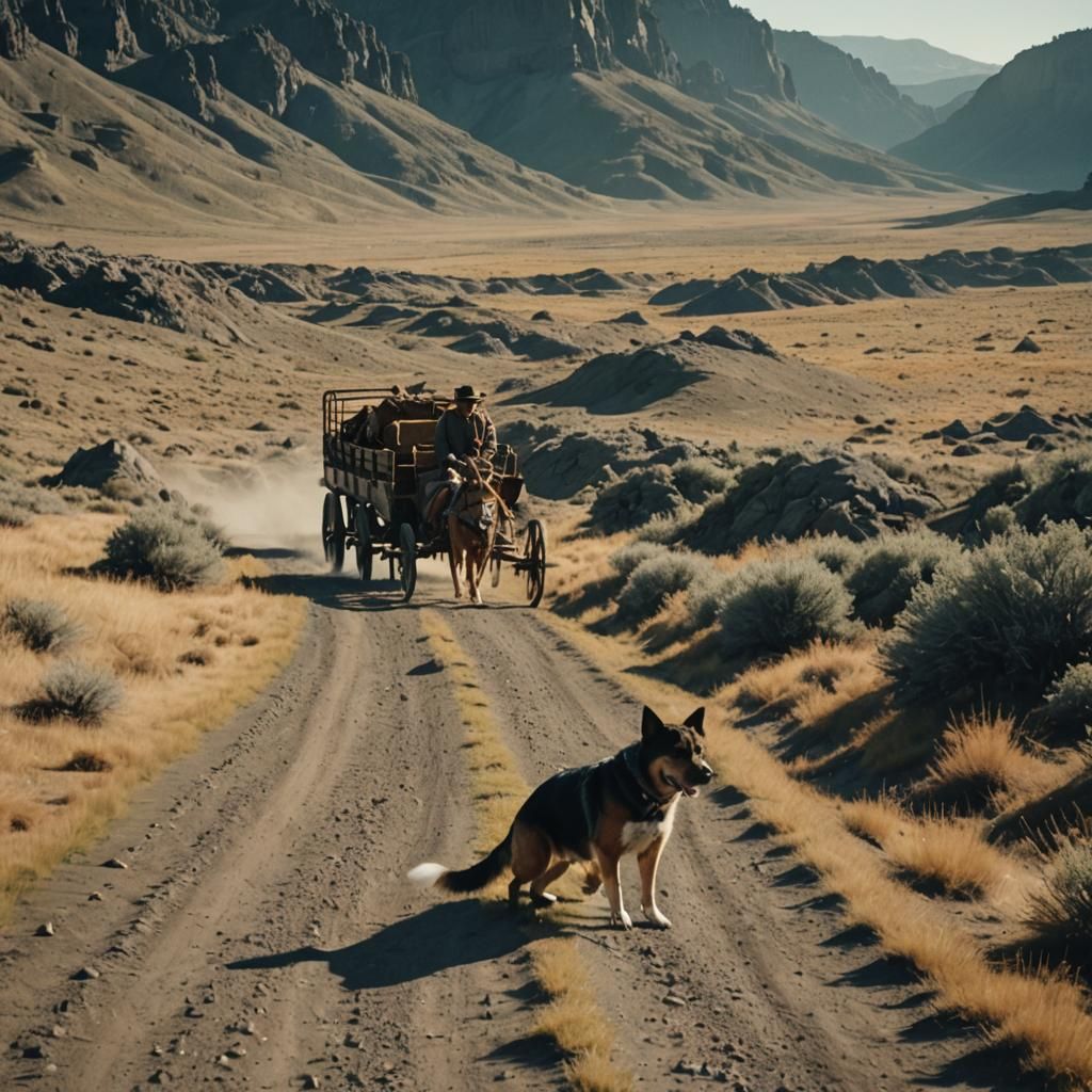 Dog's Journey on the Oregon Trail: Cinematic Still