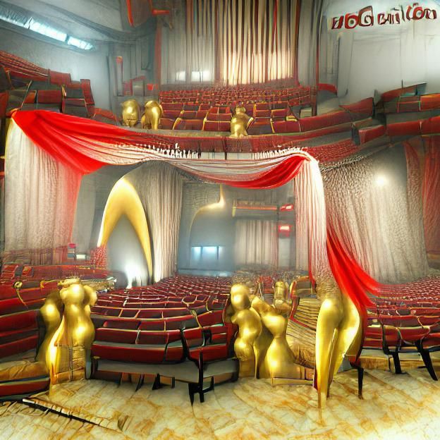 Opulent Theater Stage with Red Curtains in 8k