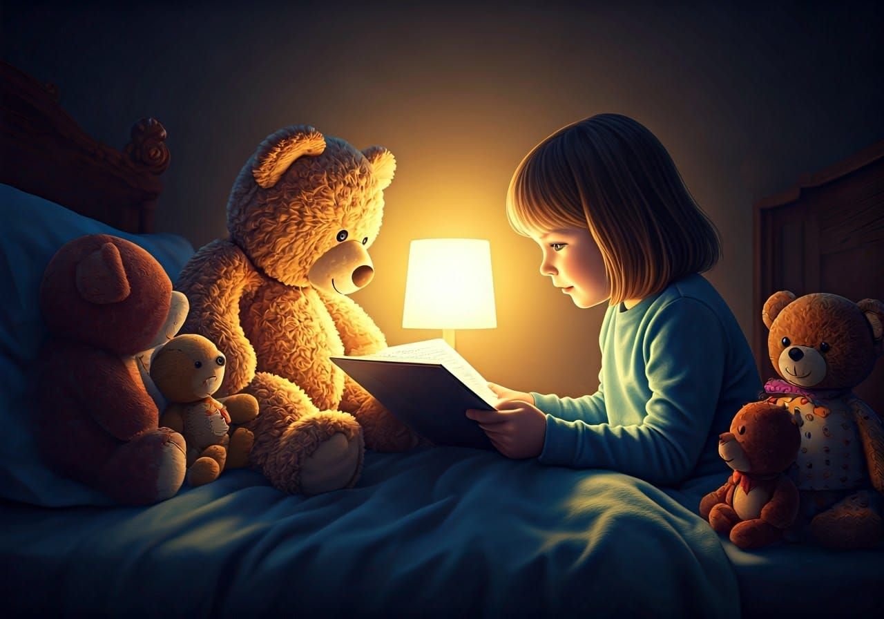 Teddy Bear's Bedtime Story: Pop Art Illustration