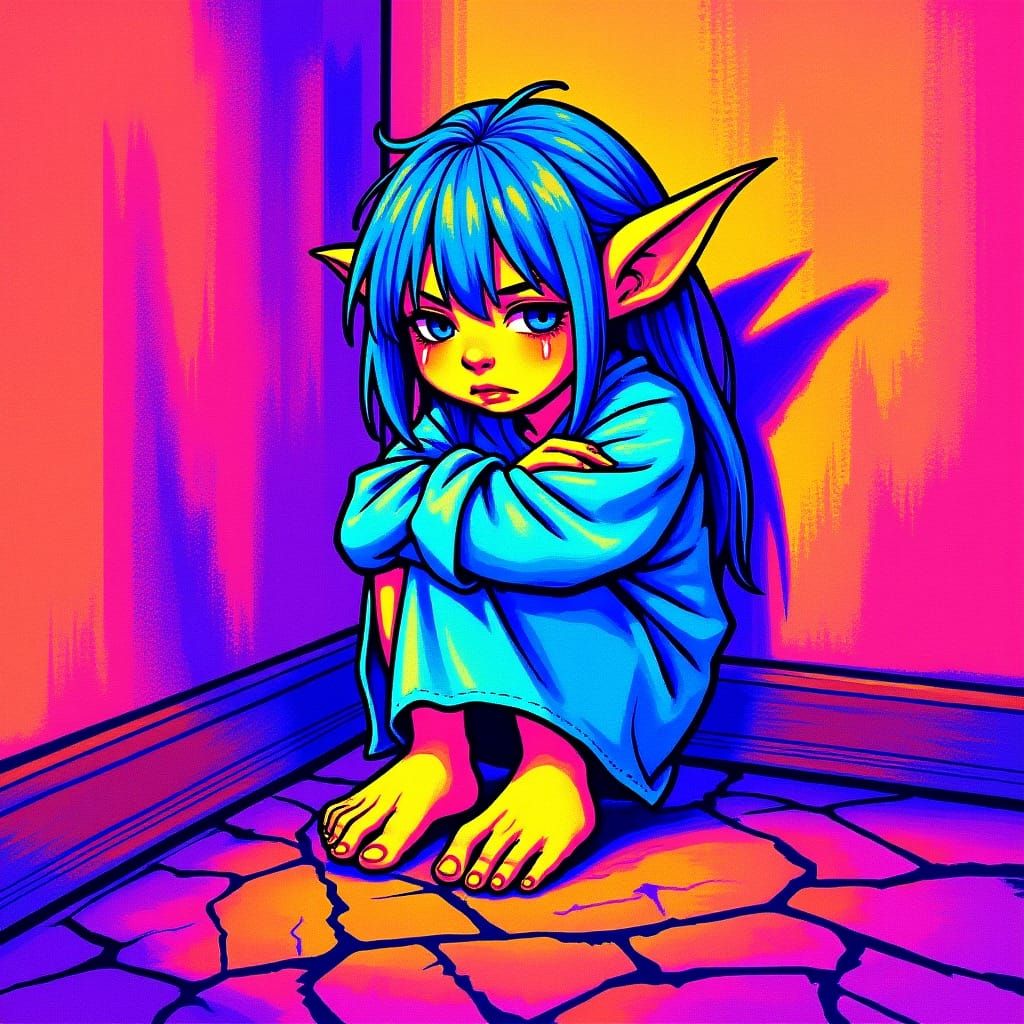 Retrofuturistic Orc Boy: 1960s Psychedelic Portrait