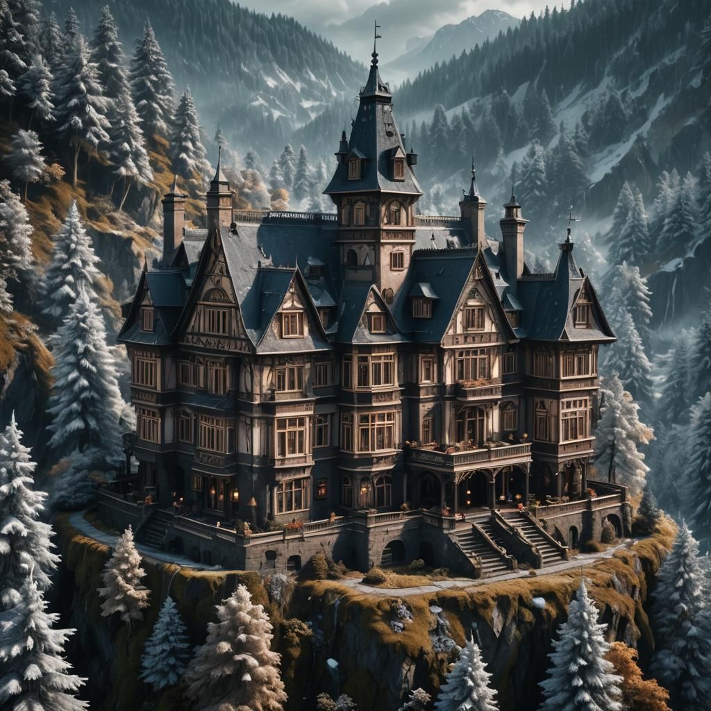 Black Forest Cake Mansion: Digital Matte Painting