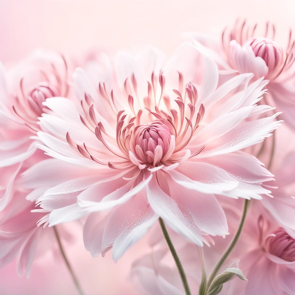 Delicate Pink Glass Flower in Surreal Pastel Mist