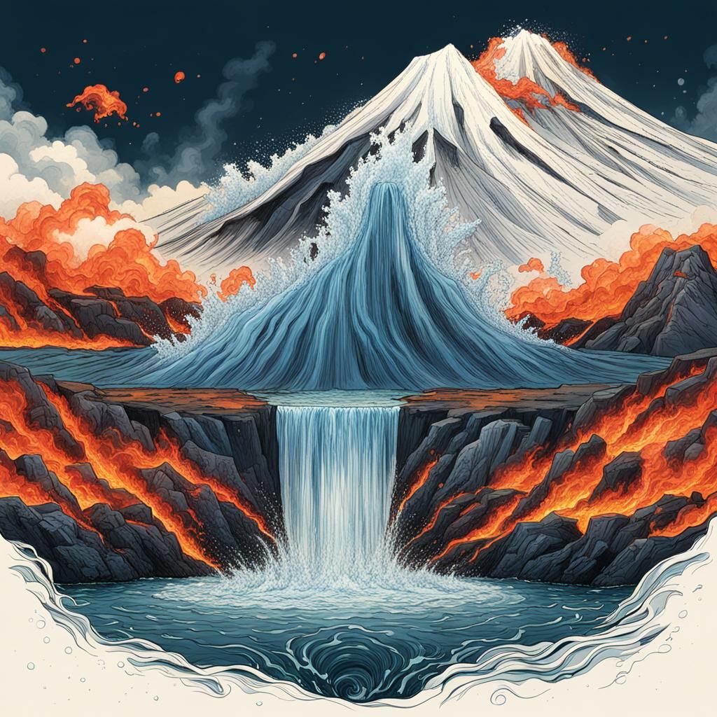 Surreal Volcano Erupts with Water