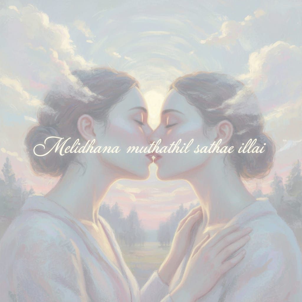 Intimate Twilight Kiss in Soft Pastel Tones