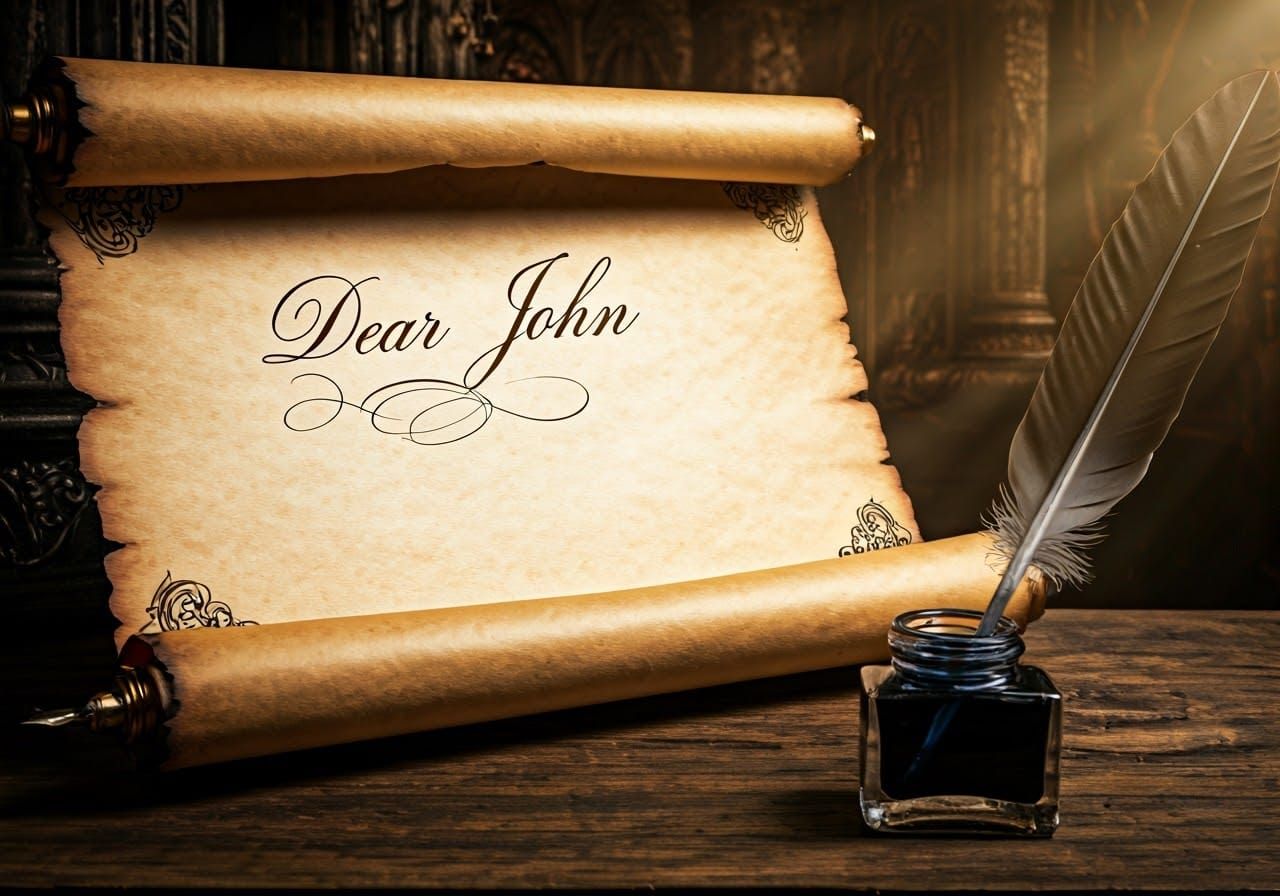 The Word "Dear John" written in ornate Brush Script calligra...