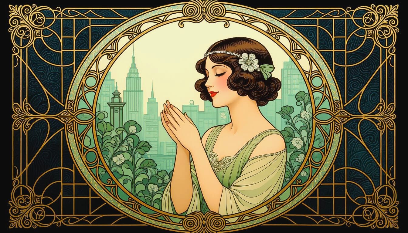 Retro Art Deco Nouveau Mixed Media 3D Art