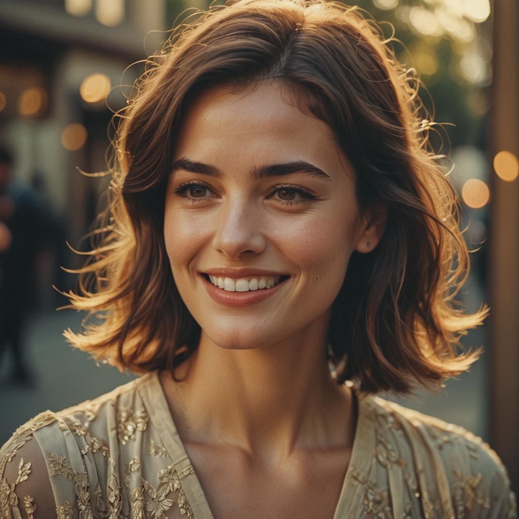 Woman Flirting in Golden Cinematic Light