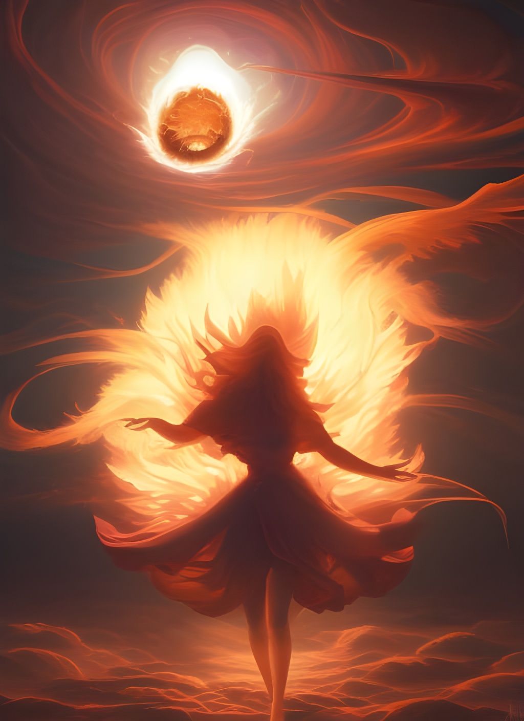 Cosmic Flame Vortex in Digital Artwork Style