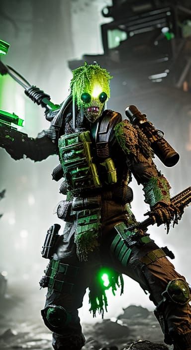 Green Armored Zombie Concept Art in 64k