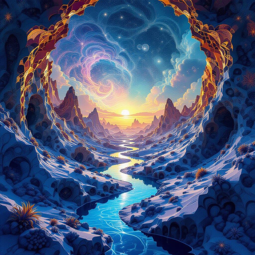 Cosmic Fractal Geometry in Vivid Psychedelic 3D Rendering