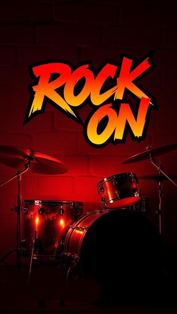 Fiery Gold Drums with Graffiti in Futuristic Style