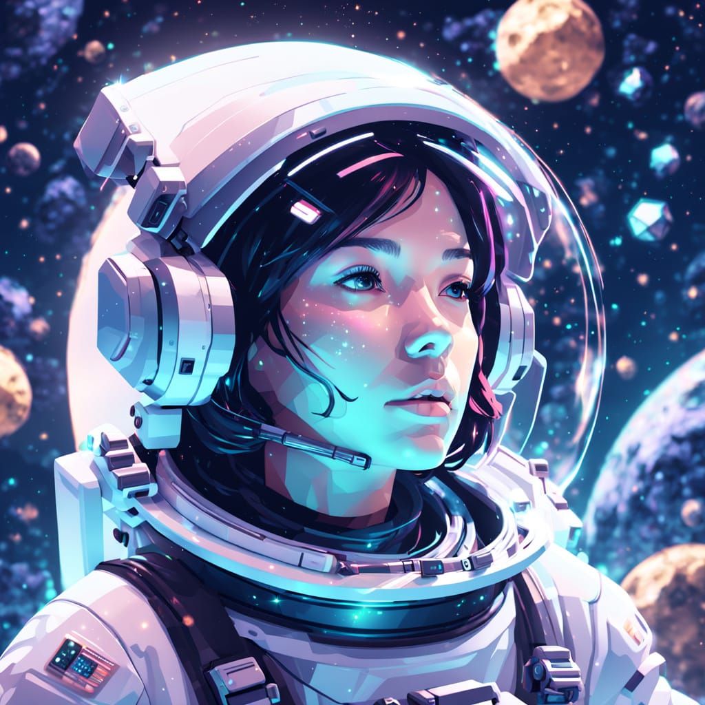 A girl astronaut floating in space, Yoshitomo Nara. Chiara B...