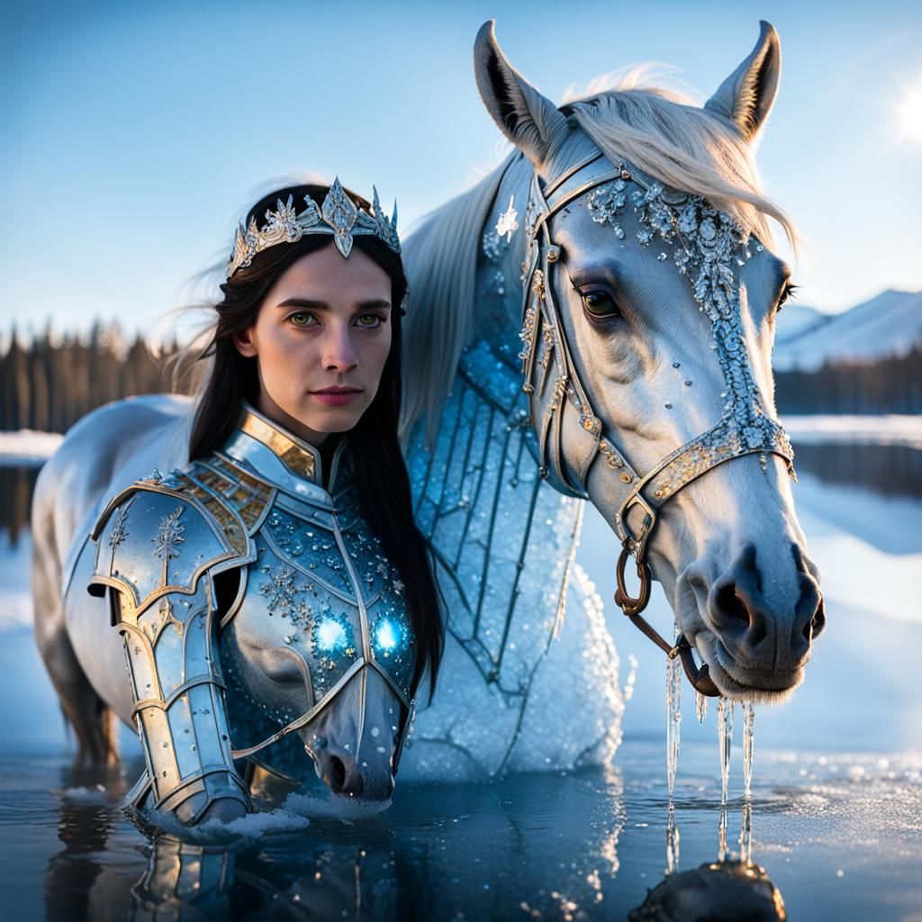 Horse in Ice Armor: Magical Realism Fairytale