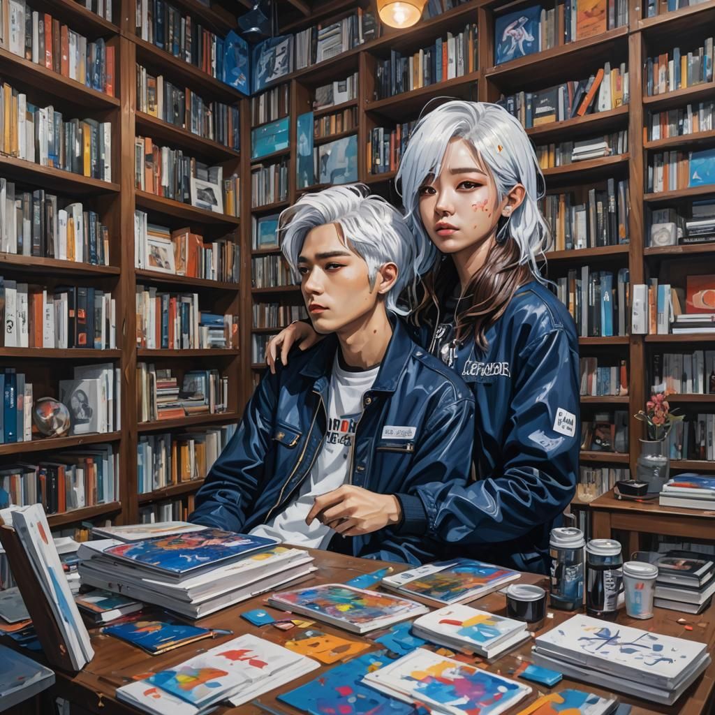 K-Pop Star with Girlfriend in Graffiti Art Style