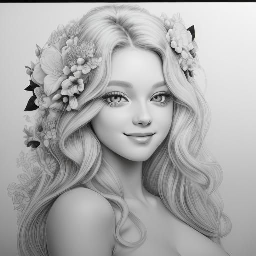 Elegant Pencil Sketch of a Blonde Model