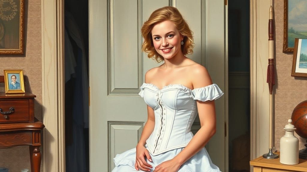 Watercolor Painting of Woman in Corset, Gurney Style