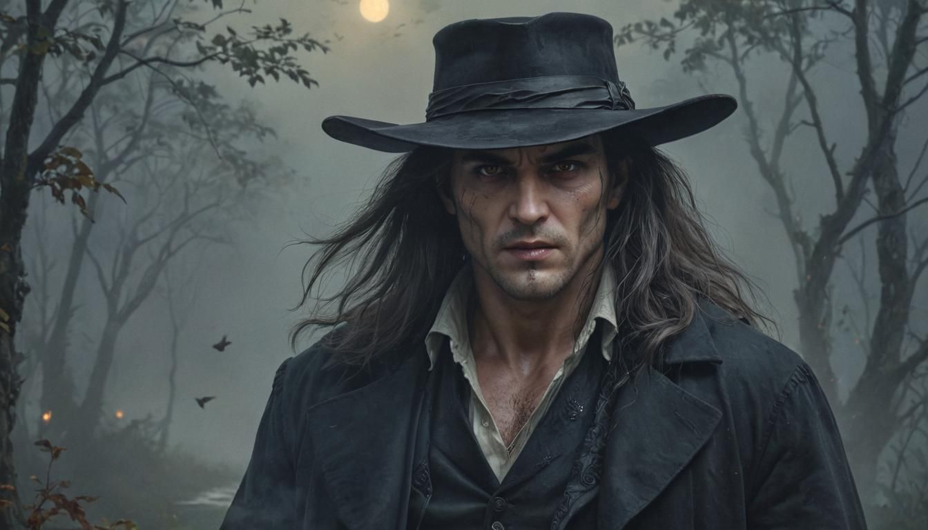 Hyperrealistic Vampire Hunter in Ethereal Fantasy Style