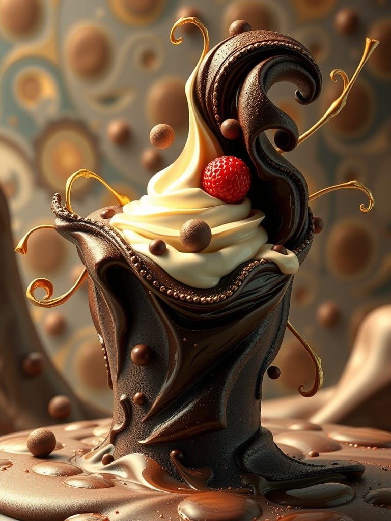 Sumptuous Coffee Chocolate Sculpture in Dreamlike Impasto St...