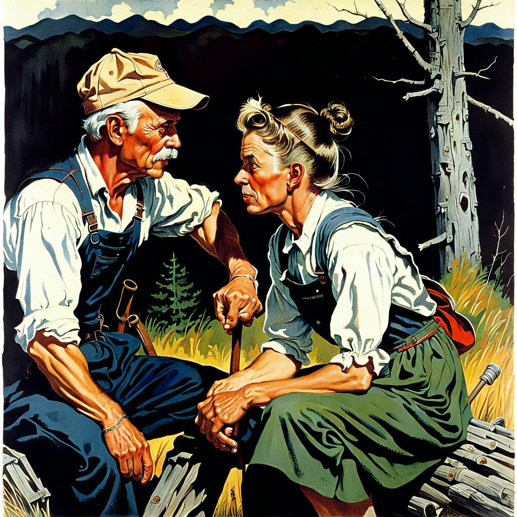 Appalachian Scene in Norman Rockwell Style