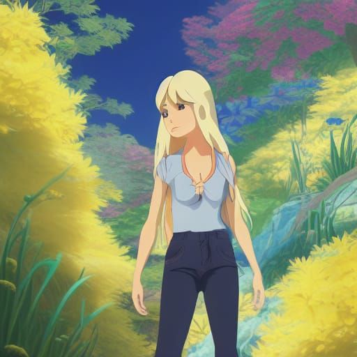 Latina Woman in Studio Ghibli Anime Style