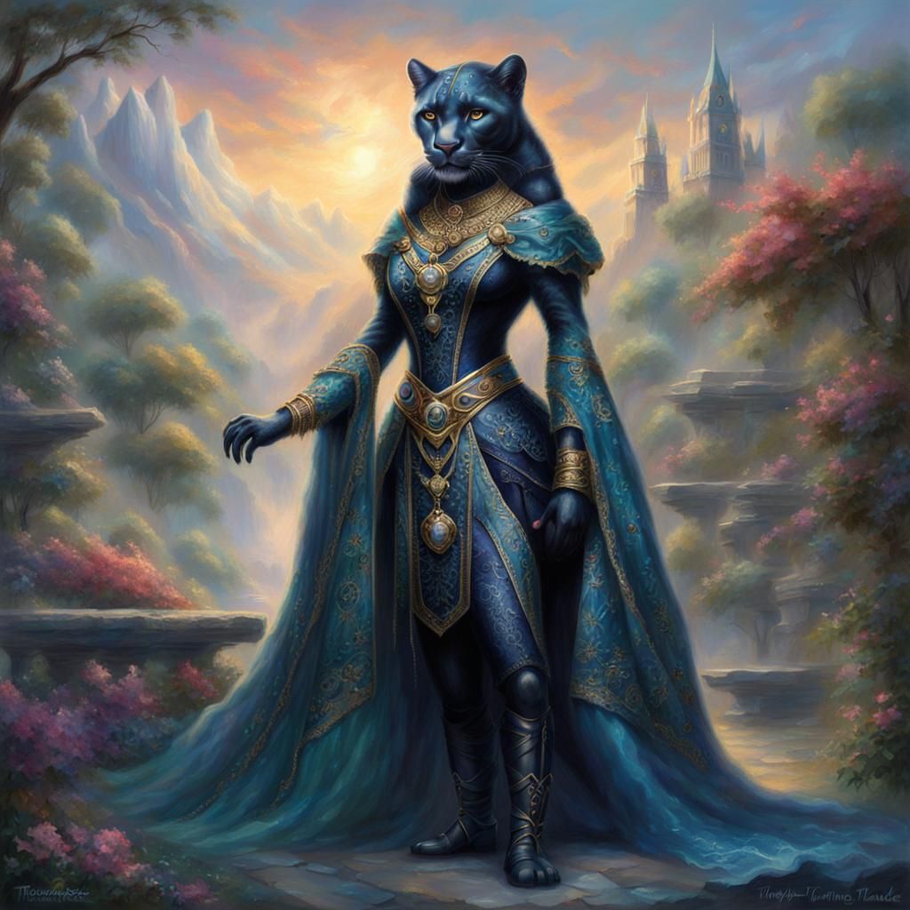Fantasy Panther Portrait in Ethereal Style