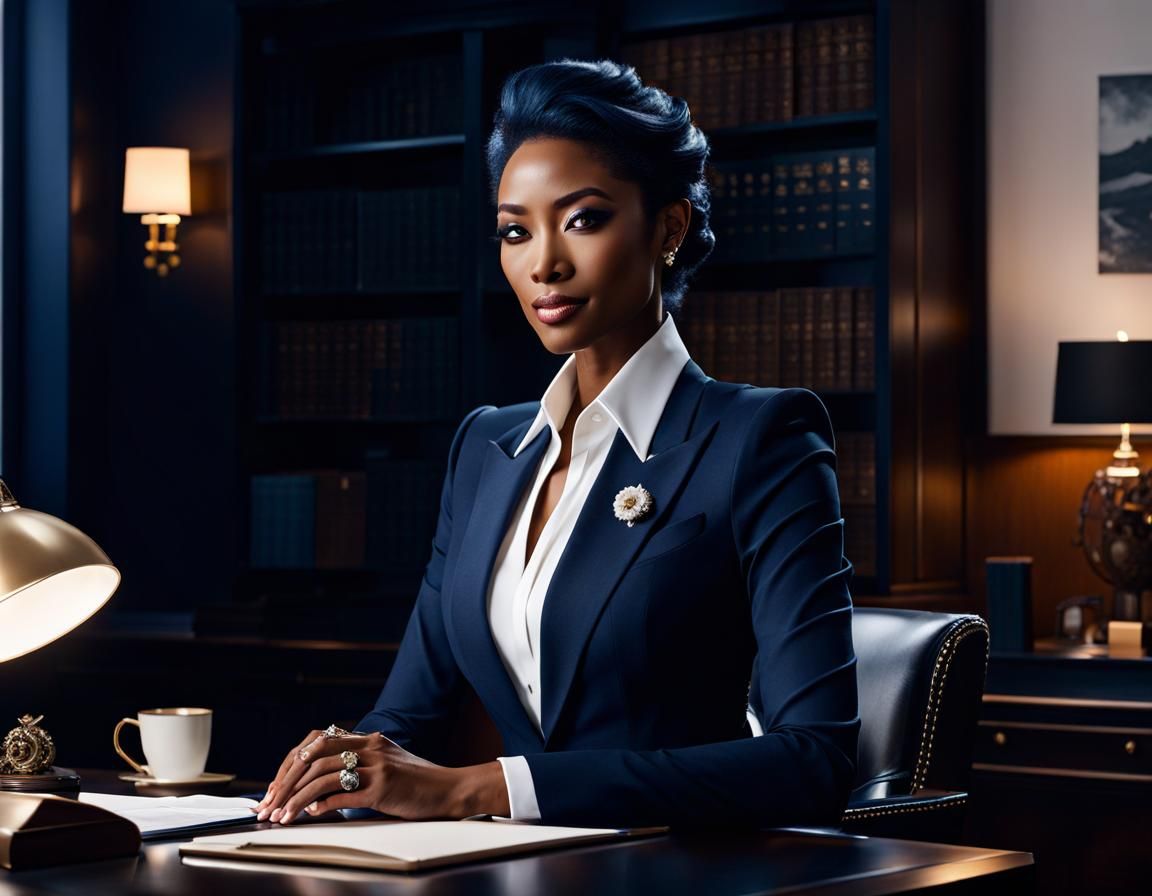 Anthro Dragon Girl CEO in Office, Detailed