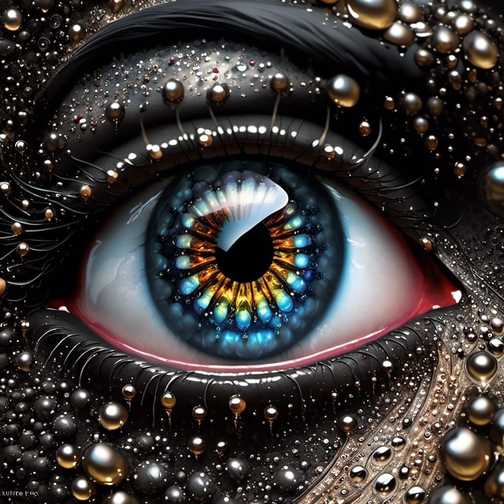 Gothic Eye Art with Liquid Jewels and Gems
