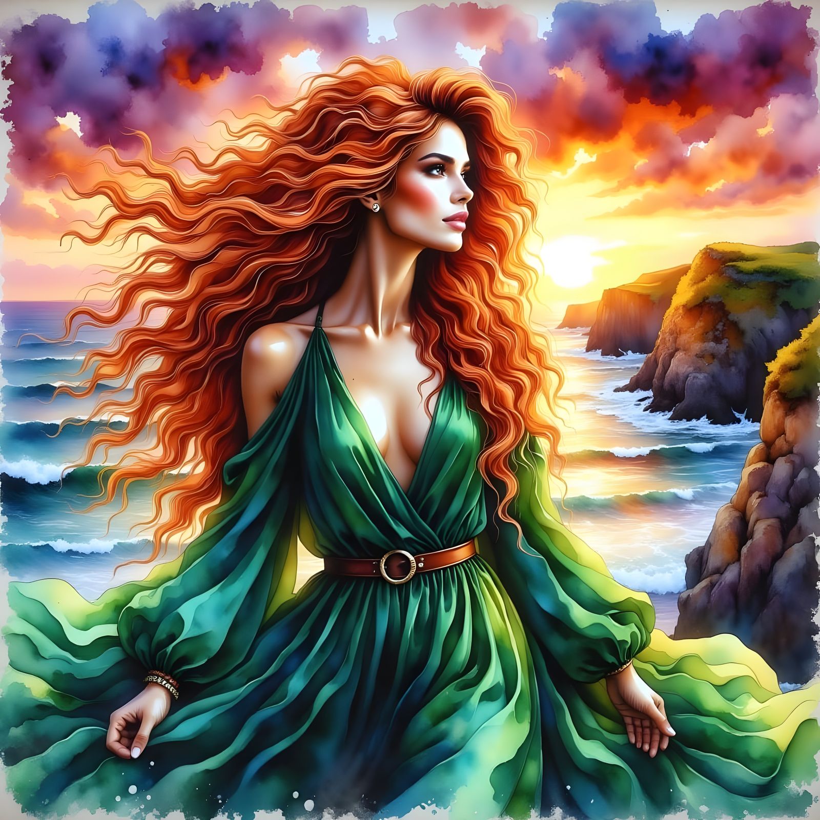 Irish Pirate Queen in Emerald Velvet