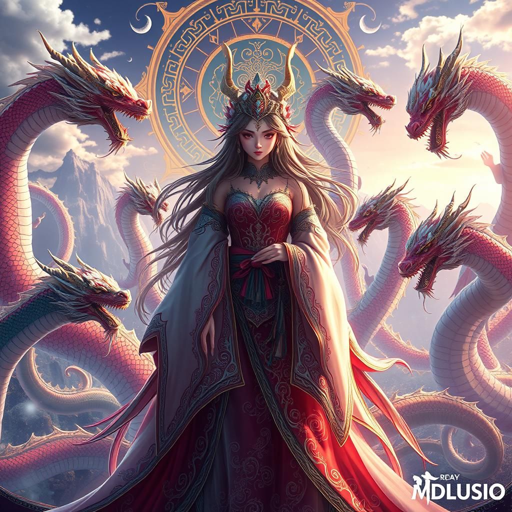 Majestic Dragon Goddess in 3D Anime Style